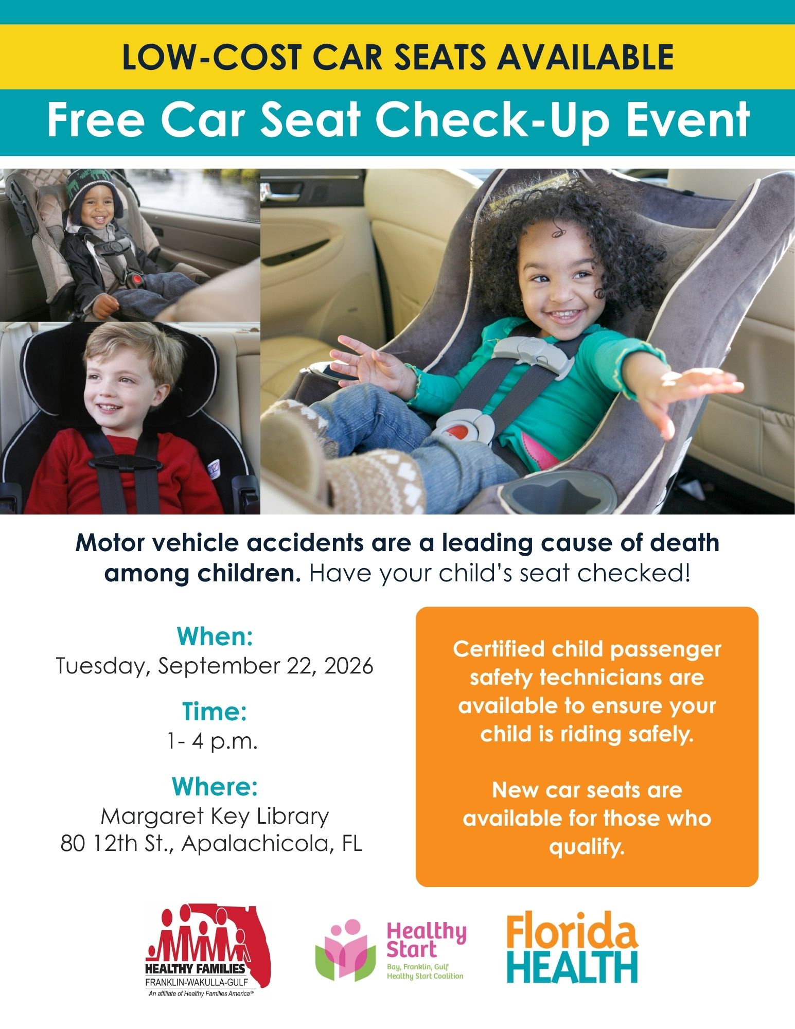 Flyer for car seat checkup event